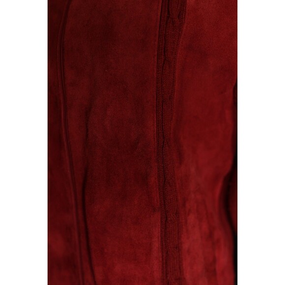 Vintage 80s 90s City Splits Red Burgundy Leather Suede Knit Zip Up Jacket - Picture 15 of 15